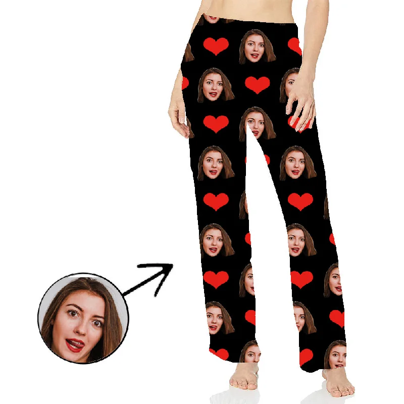 Custom Photo Pajamas Pants For Women Heart I Love My Wife Long Sleeve Soft Stretch Leggings Custom Photo Pajamas Pants For Women Heart I Love My Wife Long Sleeve Soft Stretch Leggings