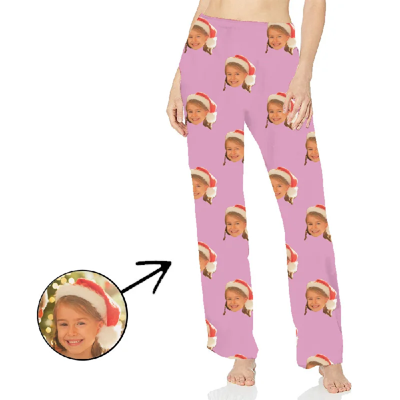 Custom Photo Pajamas Pants For Women I Love My Girl Long Sleeve Comfy Zip-Up Pants