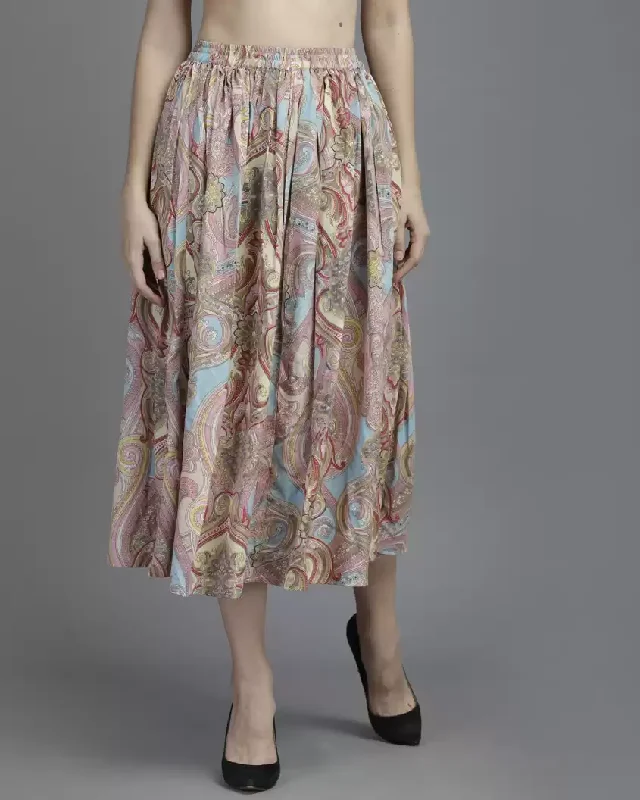 TANDUL  Women Floral Print Flared Multicolor Skirt casual skirt length