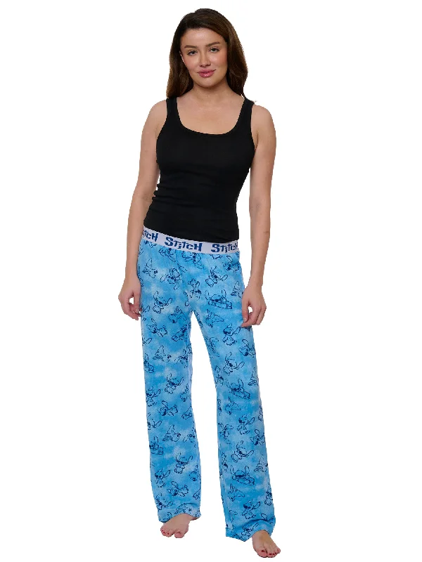 Womens Disney Stitch Pajama Pants Sleepwear Lounge Pants Blue Elastic Waist Classic Flared Pants Womens Disney Stitch Pajama Pants Sleepwear Lounge Pants Blue Elastic Waist Classic Flared Pants