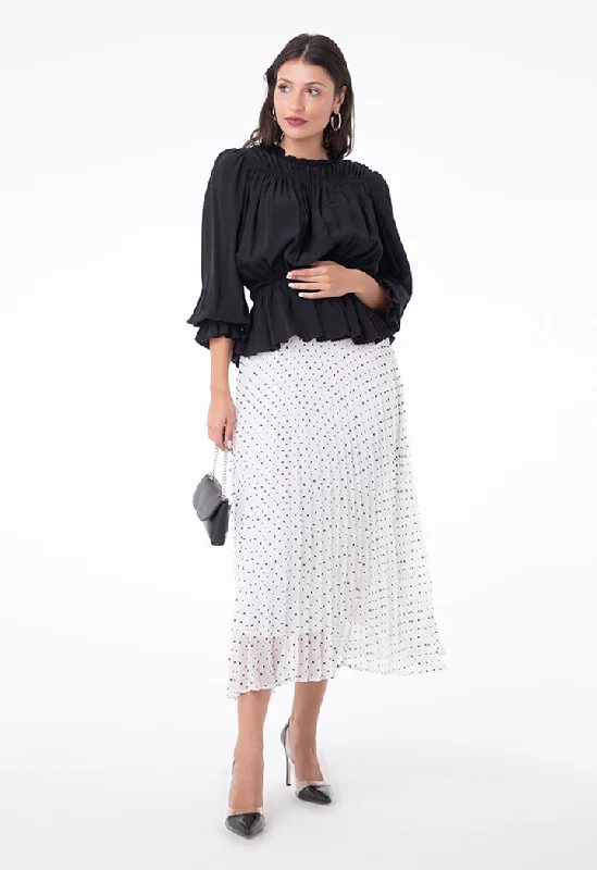 Dotted Pleated Skirt lace skirt romantic