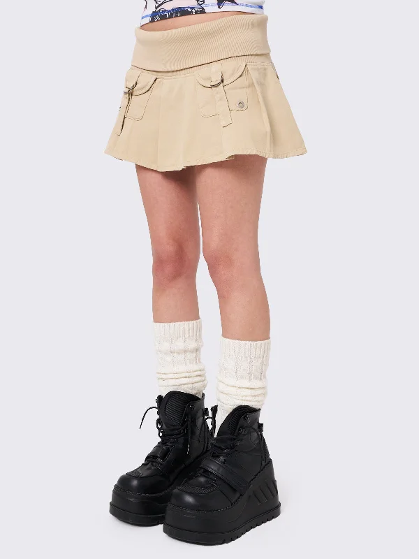 Ella Twill Pleated Mini Skirt silk skirt lustrous