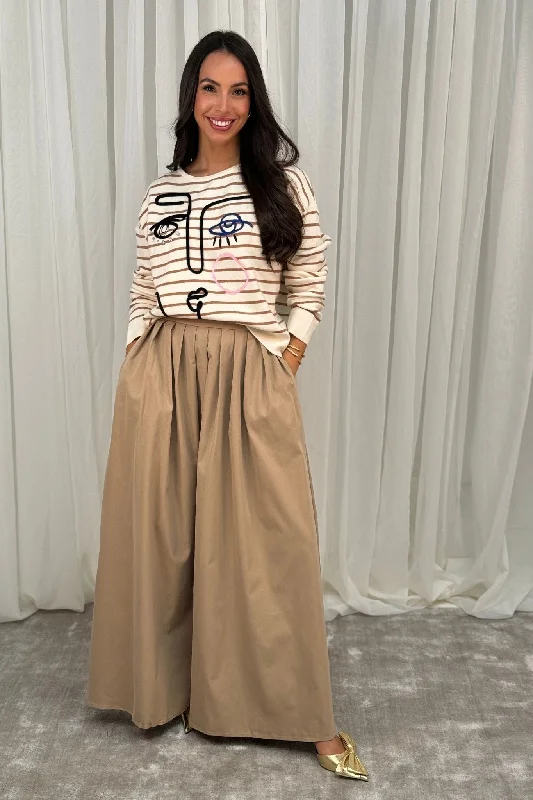 Elsa Puff Maxi Skirt In Camel silk skirt smooth