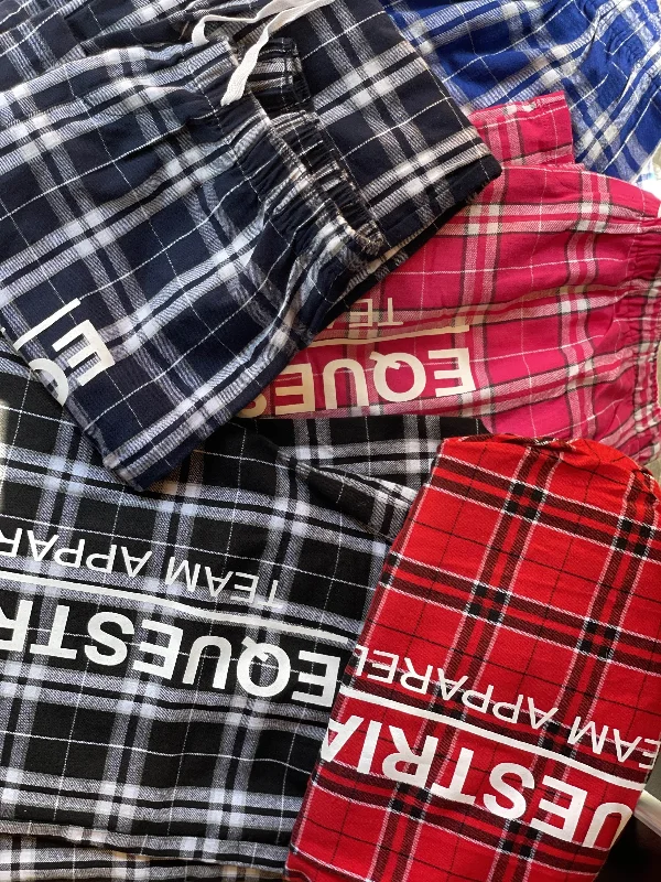 Equestrian Team Apparel- Plaid Flannel Sweat Pants (ETA Logo) Soft Stretch Trousers