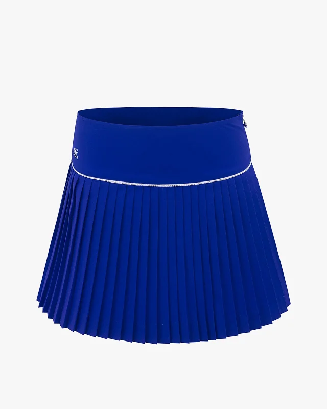 Fair Liar Signature Flared Pleated Skirt - Blue chiffon skirt airy