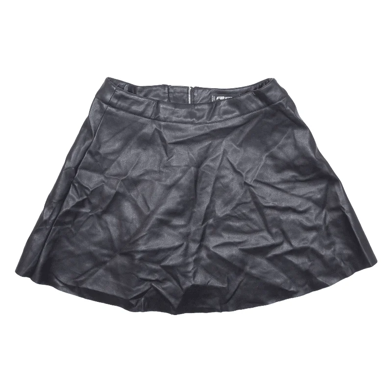 FB SISTER Faux Leather Womens Skater Skirt Black Short S chiffon skirt lightweight