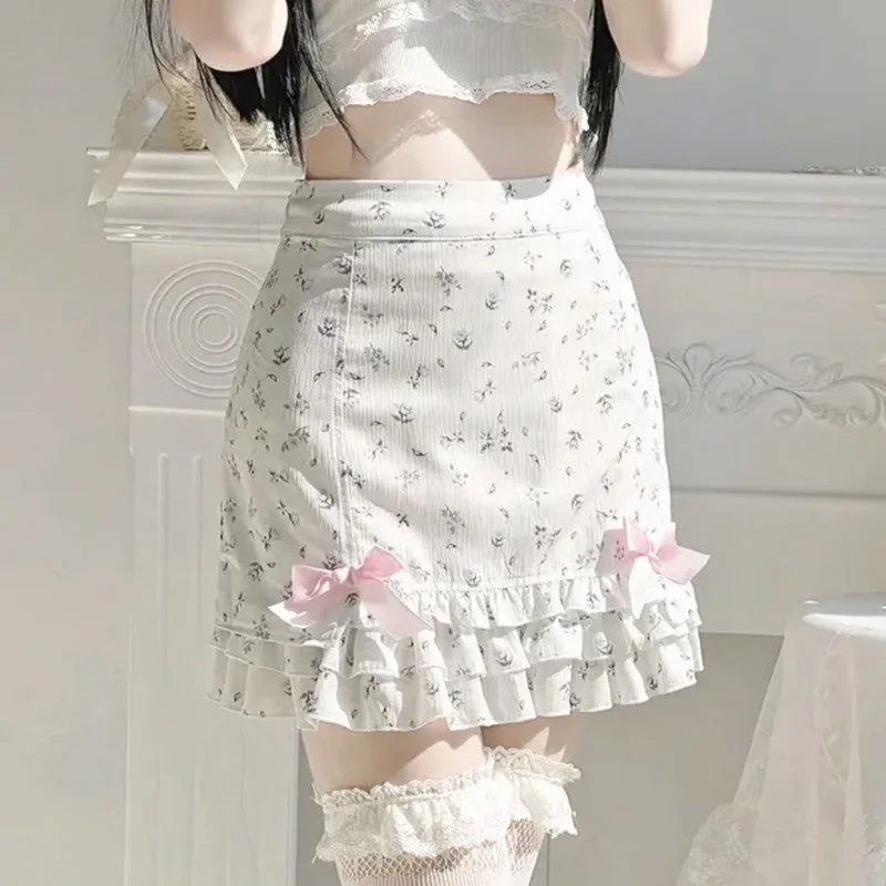 floral bowknot skirt PL53353 patchwork skirt art