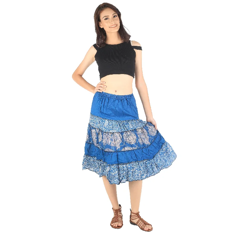 Floral Classic Women Mini Skirts in Blue SK0061 020098 02 linen skirt light