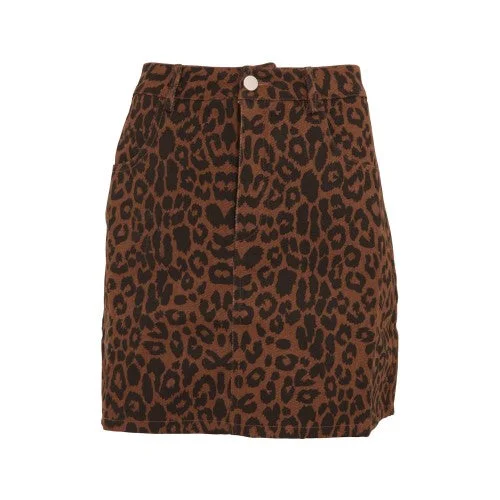 Girls On Film Womens/Ladies Ronnie Leopard Denim Skirt corduroy skirt durable