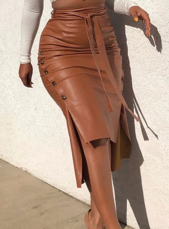 Gorgeous Lace Up High Slit Maxi Velvet Skirt wool skirt warm