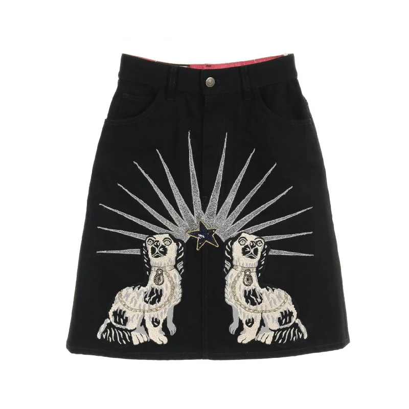 Gucci Cotton Skirt Black Multicolor pleated skirt texture