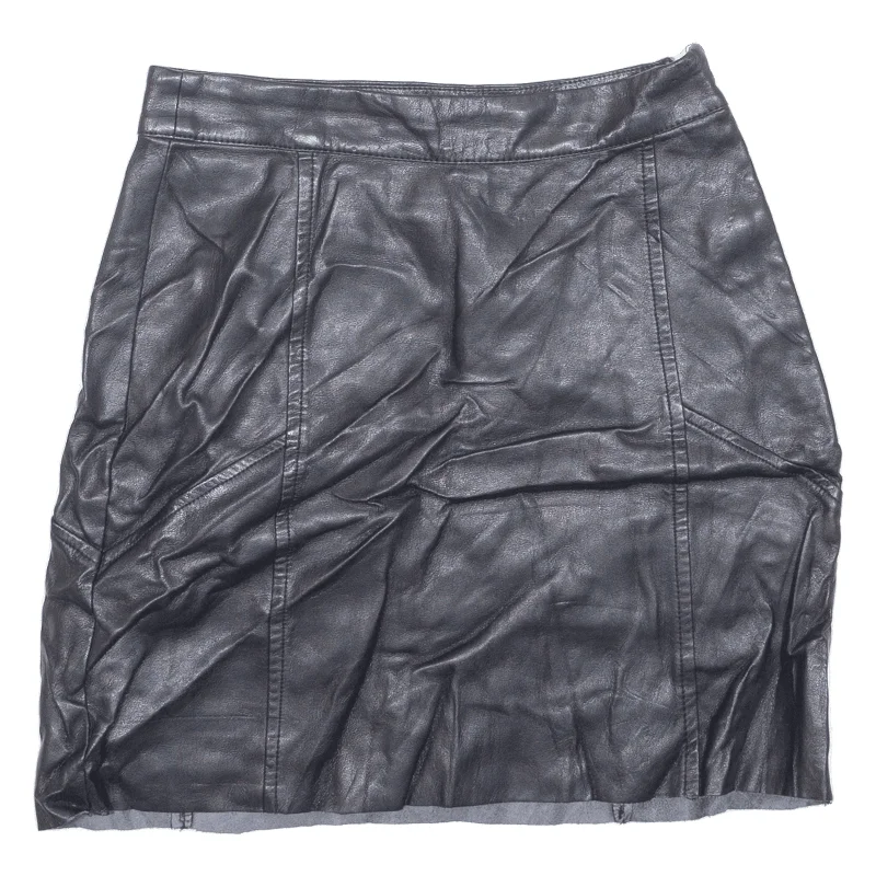 H&M Faux Leather Womens Straight Skirt Black Short UK 6 cotton skirt soft