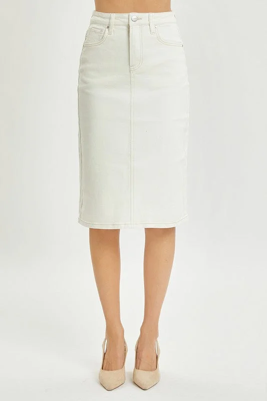 HIGH RISE BACK SLIT MIDI SKIRT wool skirt warm