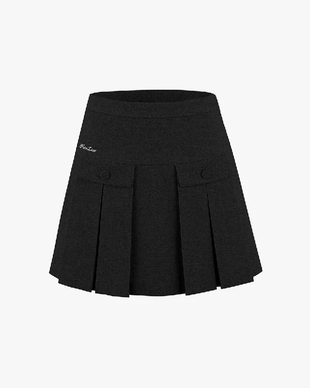 High-Waist A-line Fleece Skirt - Black denim skirt classic