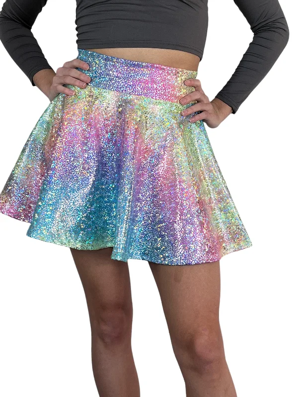 Skater Skirt - Rainbow Avatar Holographic velvet skirt glossy