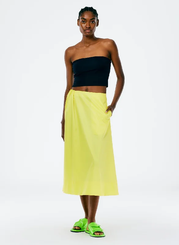 Italian Sporty Nylon Side Shirred Circle Skirt cashmere skirt fine