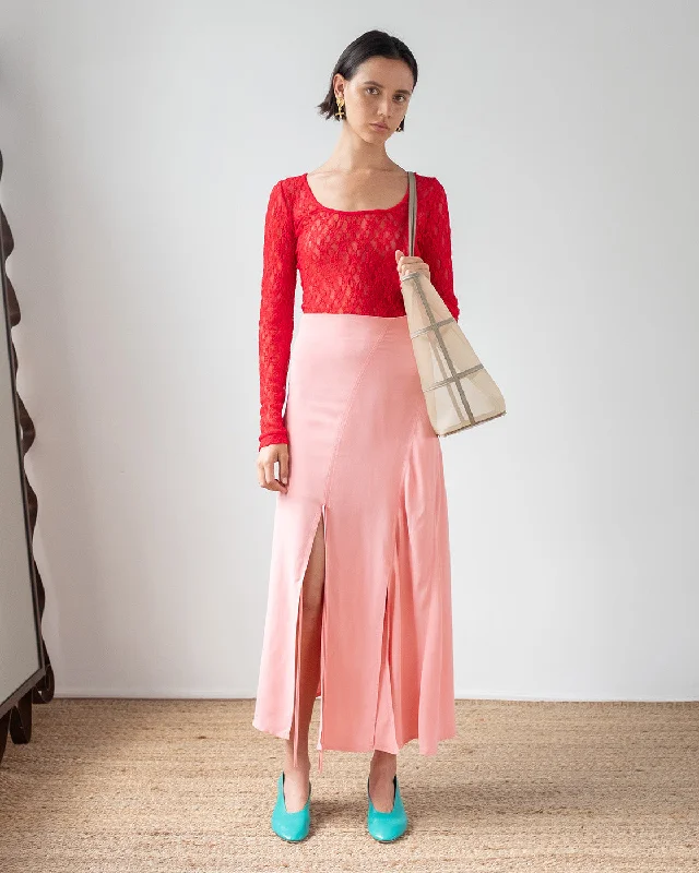 Joey Skirt Crepe Viscose Pink lace skirt feminine