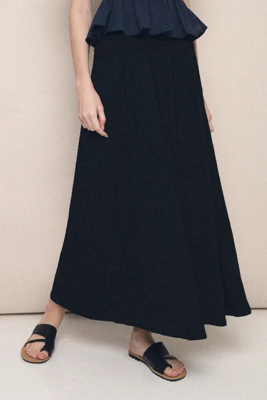 Jolie Cotton Jersey Maxi Skirt Black linen skirt natural