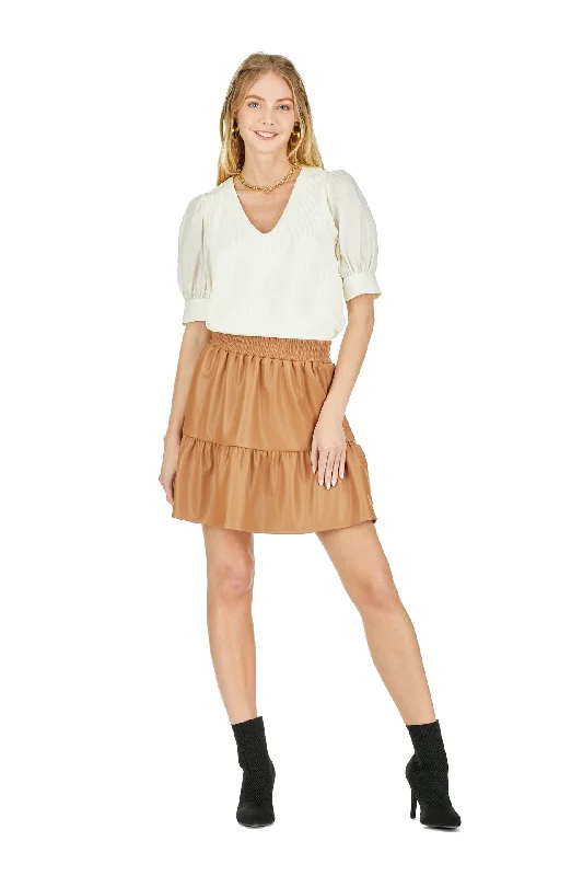 SKORT FAUX LEATHER modal blend skirt