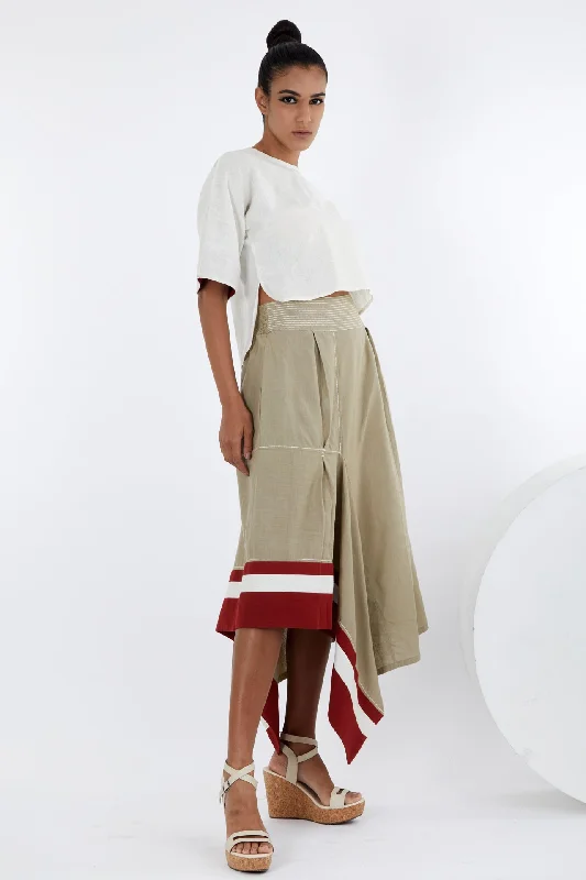 Kazu - Crop Top and Terraced Skirt Set 2 midi skirt versatile