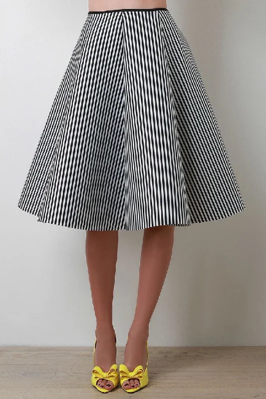 Kinny & Howie Lydia Vintage Style Black & White Stripe Pin Up Rockabilly Circle Skirt linen skirt natural