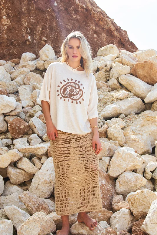 LET IT FLOW CROCHET SKIRT - NATURAL chiffon skirt lightweight