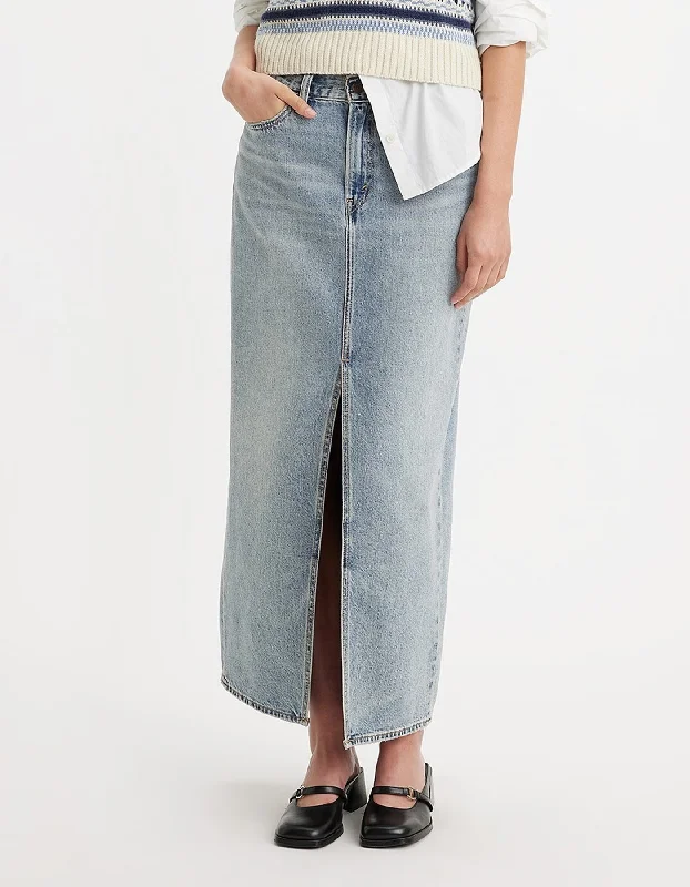 Ankle Column Seraphina Stripe Crown Blue Skirt midi skirt versatile