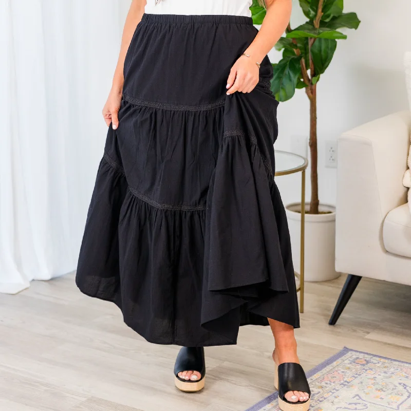 Living In The Now Skirt, Black lace skirt feminine