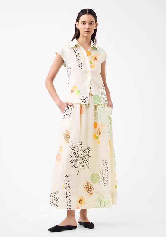Maison Linen Skirt_Print velvet skirt luxury