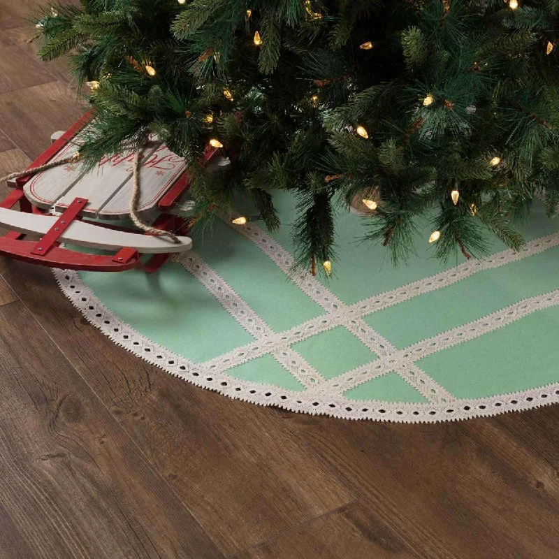 Margot Mint Christmas Tree Skirt 48 VHC Brands silk skirt lustrous