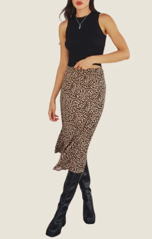 Mavis Natural Printed Midi Skirt leather skirt modern