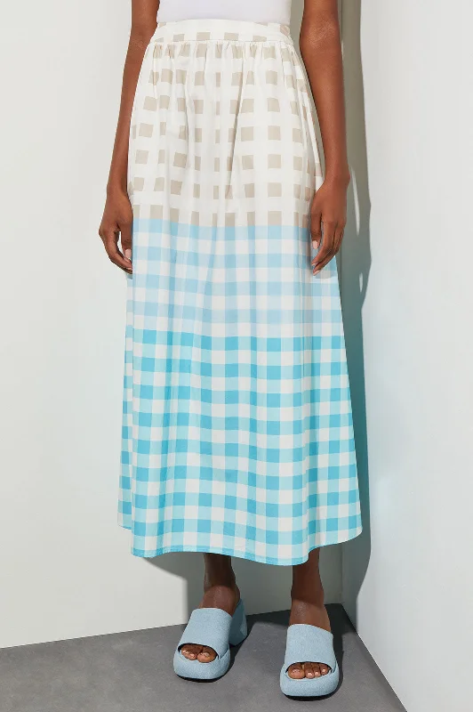 Maxi A-Line Skirt - Gingham Cotton Poplin velvet skirt luxury