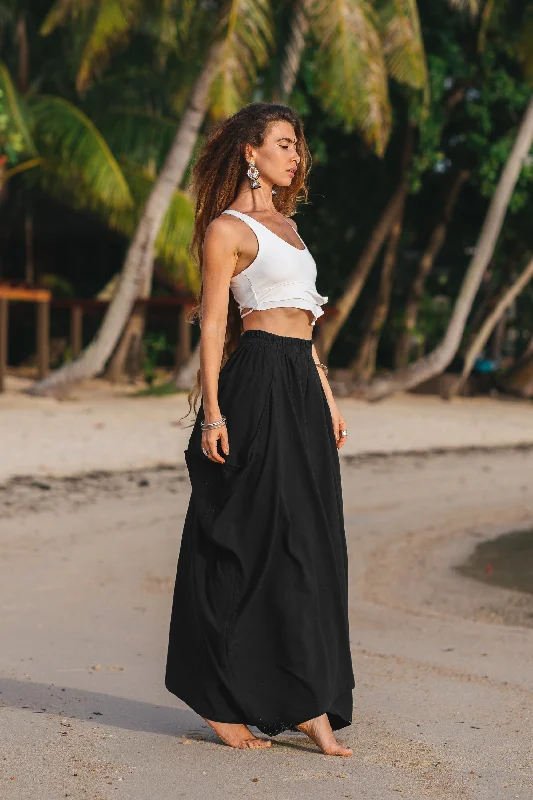 Maxi Skirt Alaina Black chiffon skirt lightweight