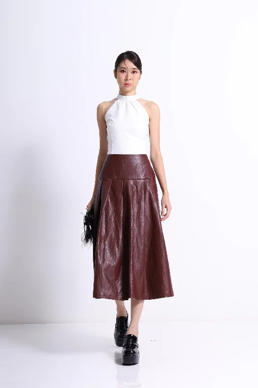 Mina Faux Leather Aline Skirt modal blend skirt