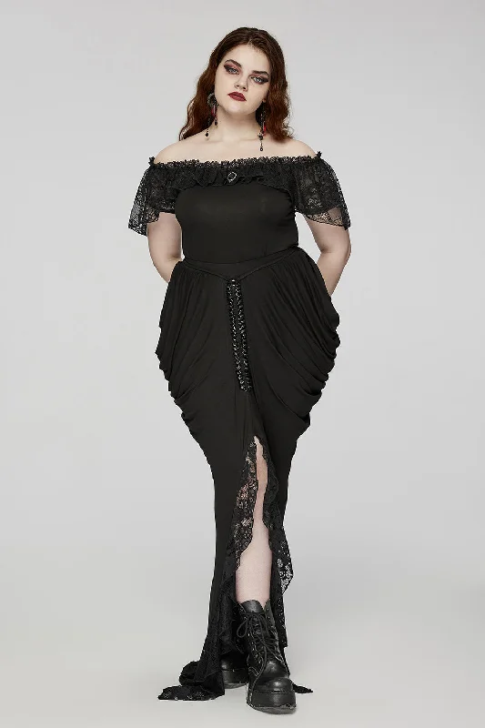 Morticia Mermaid Maxi Skirt [Plus Size] leather skirt bold