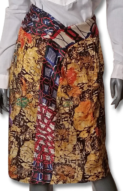 Multi Print Dries van Noten Silk Skirt satin skirt smooth