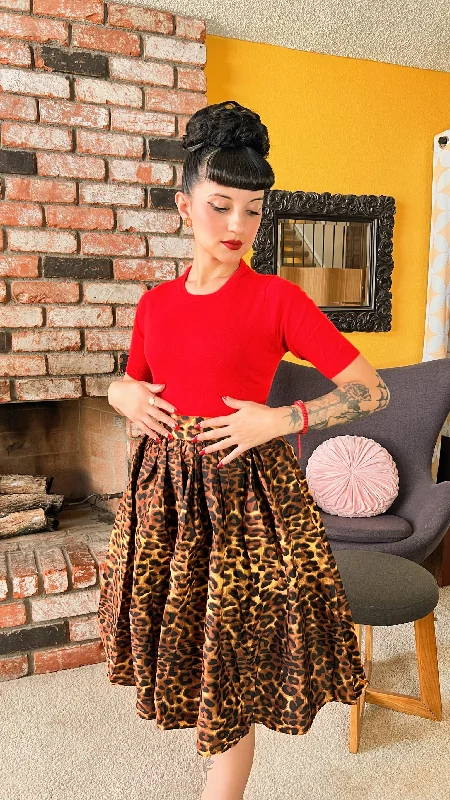 Pippa- The essential pin-up skirt in Leopard corduroy skirt comfortable