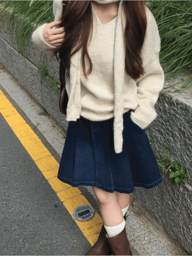 【🍂autumn new】Pleats Denim Midi Skirt corduroy skirt comfortable