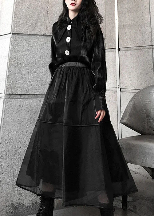 Plus Size black Tulle a line skirts Spring cashmere skirt plush