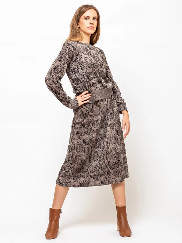 Amis Skirt - Taupe leather skirt refined
