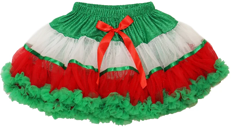 Red/White/Green Fluffy Pettiskirt spandex blend skirt