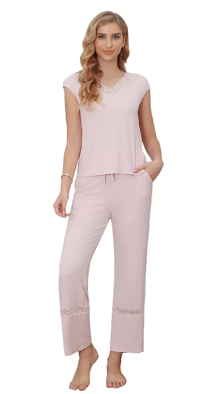 Women Pajamas Sleeveless Pjs Set Summer Lace Tops and Pants Sleepwear Pajama S-XXL RHW4048 Fashionable Button-Up Pants Women Pajamas Sleeveless Pjs Set Summer Lace Tops and Pants Sleepwear Pajama S-XXL RHW4048 Fashionable Button-Up Pants