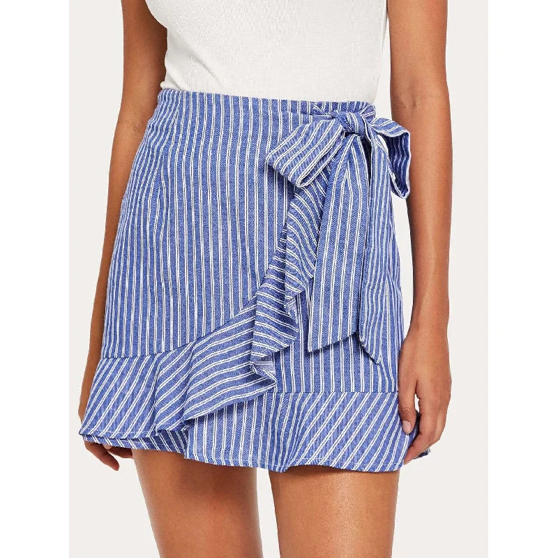 Ansley Striped Wrap Skirt a-line skirt cut