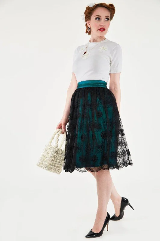 Shannon Lace Overlay Skirt zip skirt side