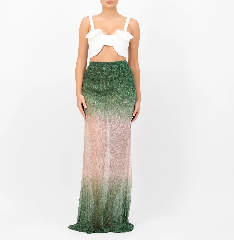 Shimmer ombre maxi skirt satin skirt smooth