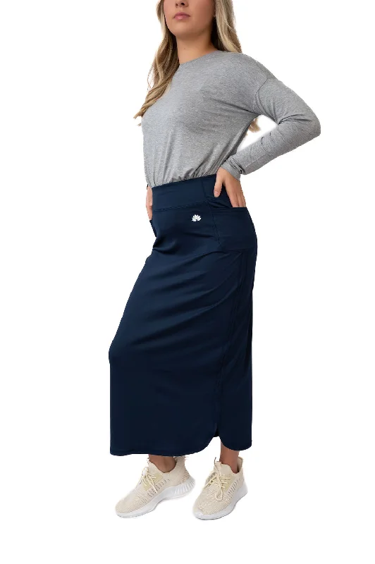 Sport Pocket Skirt 35"- Navy spandex blend skirt