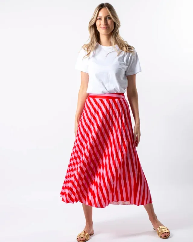 Stella and Gemma Pink Red Stripe Brigette Skirt velvet skirt rich