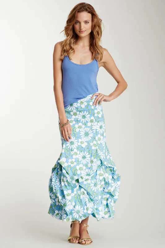 Stretch Poplin Balloon Skirt - Blue Hawaii chiffon skirt floaty