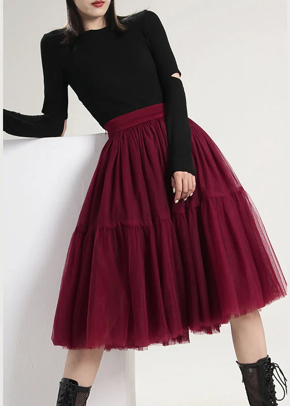 Style Mulberry high waist Patchwork Tulle Skirts Spring cashmere skirt fine