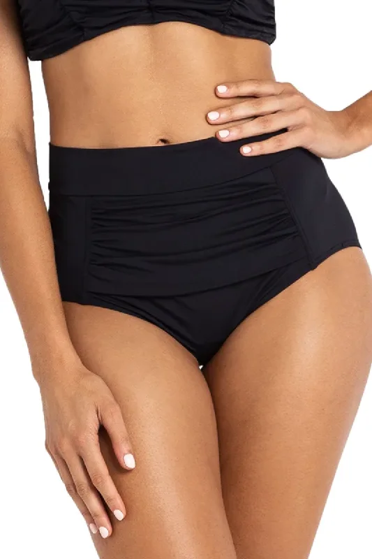Sunseeker Basix Ruched Highwaist Pant Black Comfy Athletic Pants